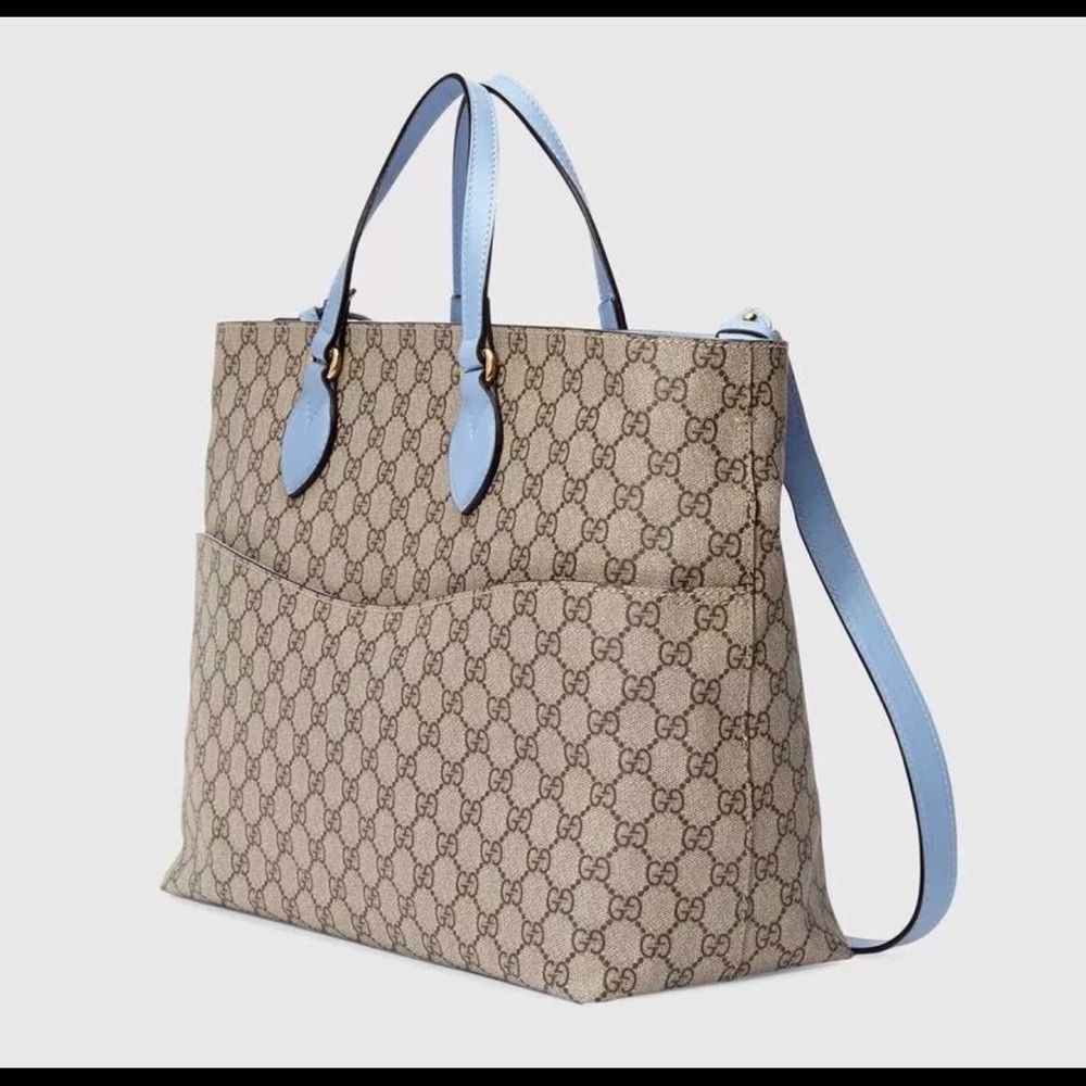 GUCCI 'GG' Diaper Bag, Blue Leather (ID # 188645)